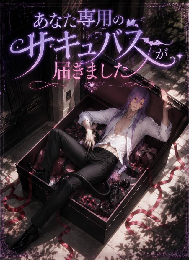 Okivia fantasy romance story Your Personal Succubus Has Arrived: purple-haired character in a gift box, AI roleplay plot